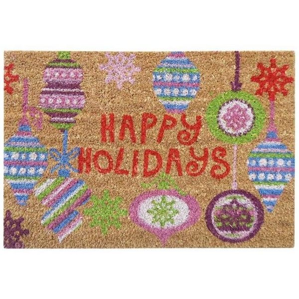 Nedia Home Nedia Home 33037 16 x 24 in. Bright Ornaments Super Scraper Coir Door Mat - Multi Color 33037